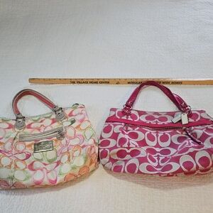 Coach Poppy AND Pink Silver Signature Bags Great Starter Pack